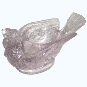 Lot of 2 EAPG McKee Glass Bird with Berry Open Salt 1880-1890 3 1/2"x2"x1 3/4"